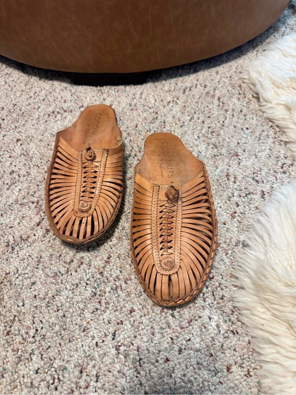 Coconuts by Matisse Women’s Tan Woven Leather Huarache Slides